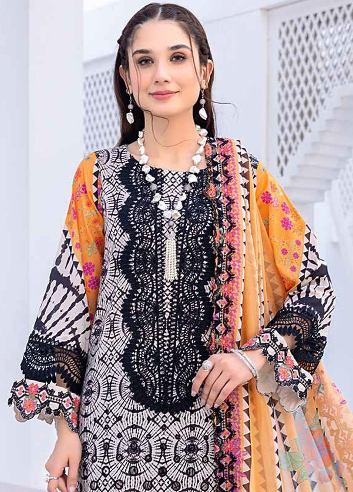 Zauq By Charizma Embroidered Lawn Suits Unstitched 3 Piece CRZ23BW BWS-02 - Black & White Collection