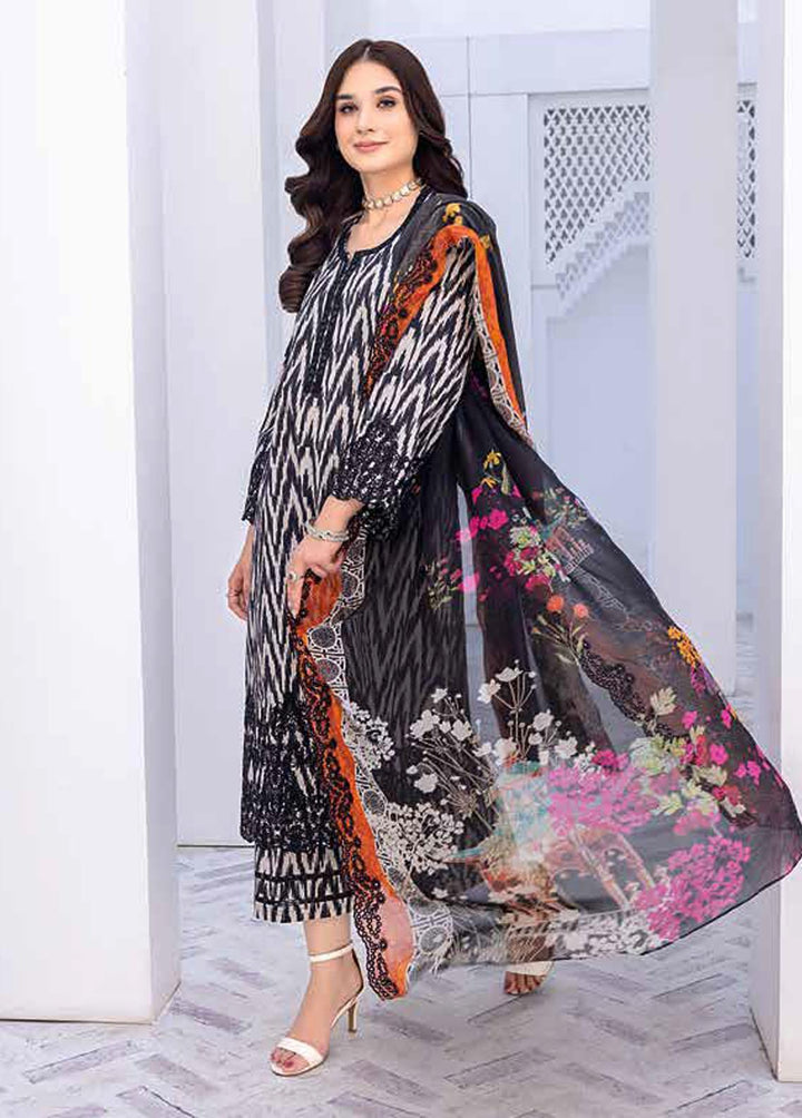 Zauq By Charizma Embroidered Lawn Suits Unstitched 3 Piece CRZ23BW BWS-03 - Black & White Collection