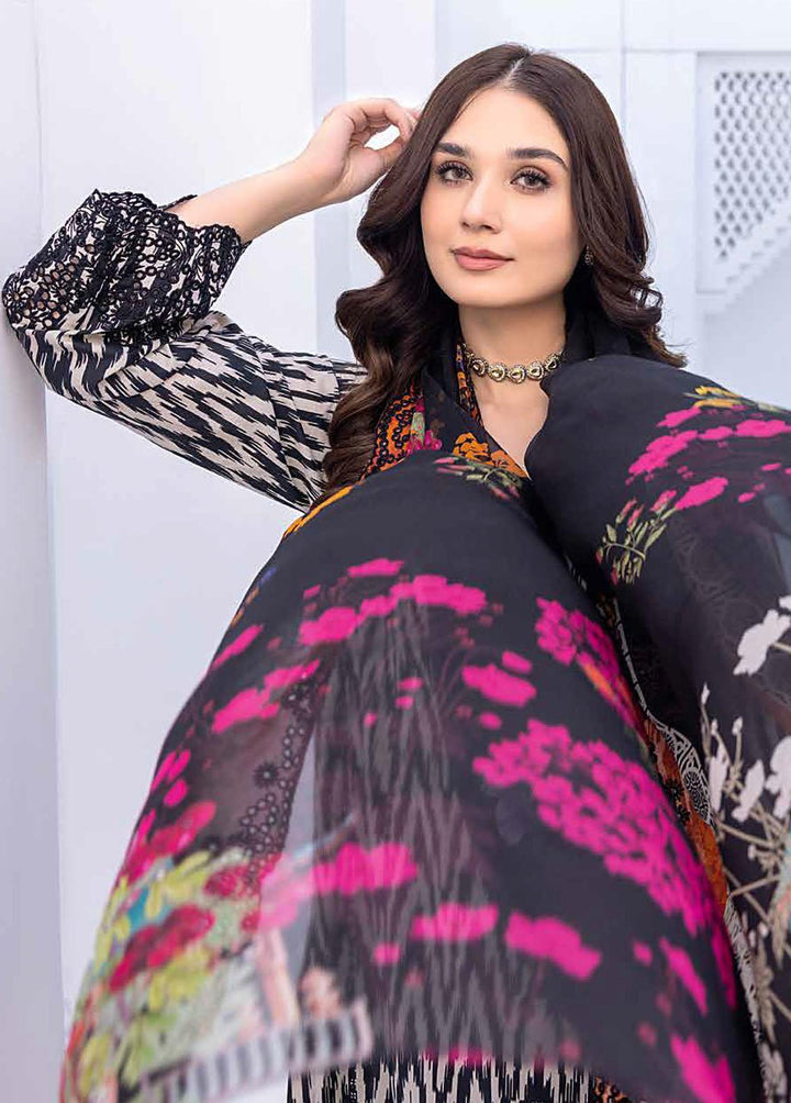 Zauq By Charizma Embroidered Lawn Suits Unstitched 3 Piece CRZ23BW BWS-03 - Black & White Collection