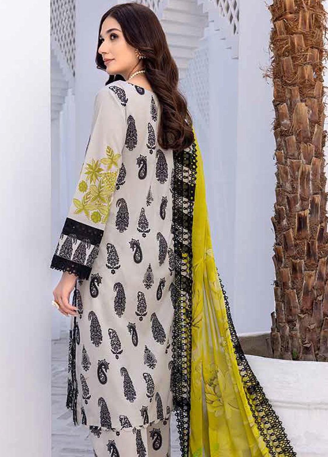 Zauq By Charizma Embroidered Lawn Suits Unstitched 3 Piece CRZ23BW BWS-04 - Black & White Collection