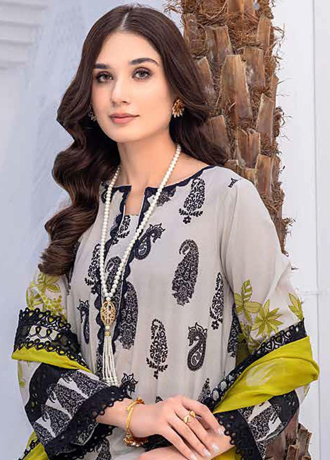 Zauq By Charizma Embroidered Lawn Suits Unstitched 3 Piece CRZ23BW BWS-04 - Black & White Collection