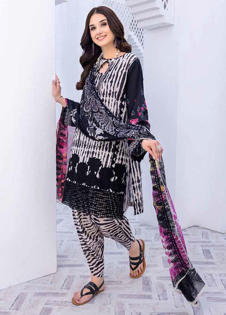 Zauq By Charizma Embroidered Lawn Suits Unstitched 3 Piece CRZ23BW BWS-06 - Black & White Collection