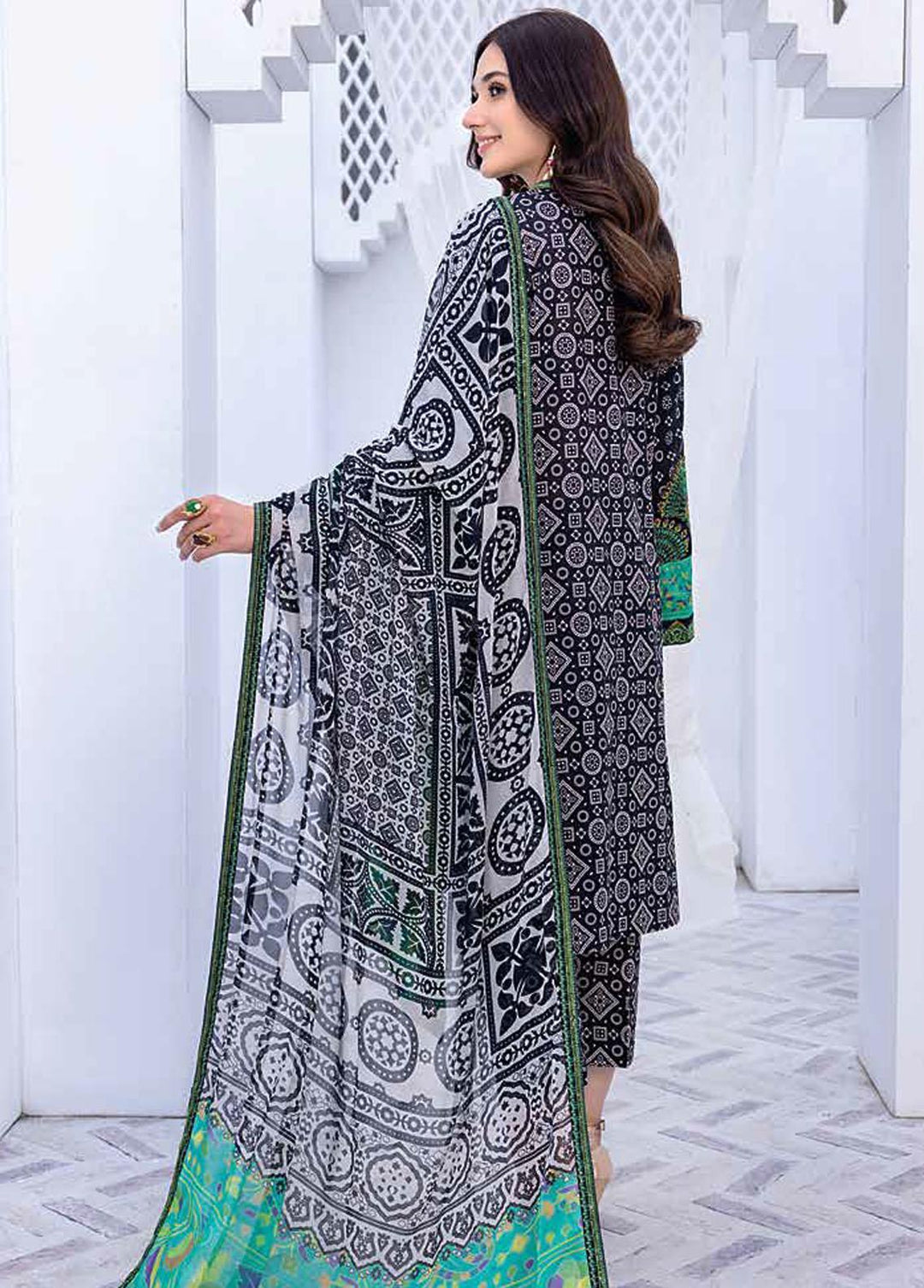 Zauq By Charizma Embroidered Lawn Suits Unstitched 3 Piece CRZ23BW BWS-08 - Black & White Collection