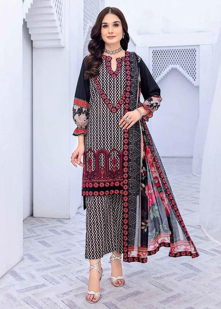 Zauq By Charizma Embroidered Lawn Suits Unstitched 3 Piece CRZ23BW BWS-09 - Black & White Collection