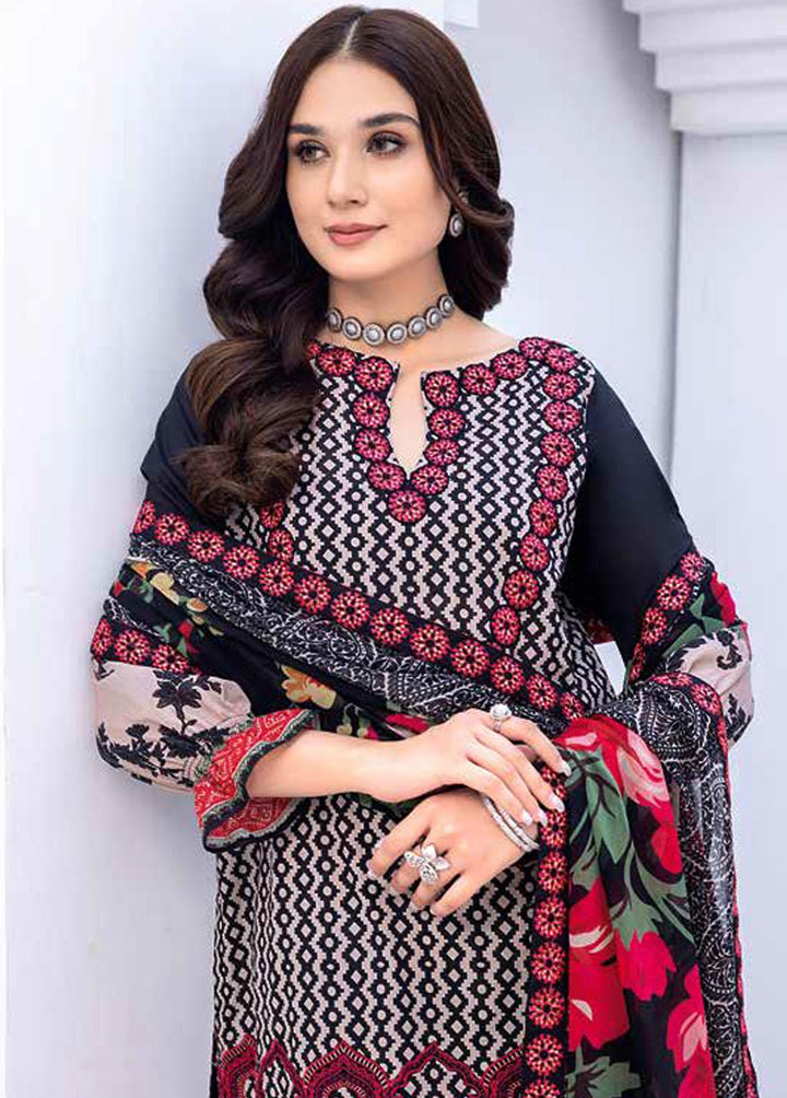 Zauq By Charizma Embroidered Lawn Suits Unstitched 3 Piece CRZ23BW BWS-09 - Black & White Collection