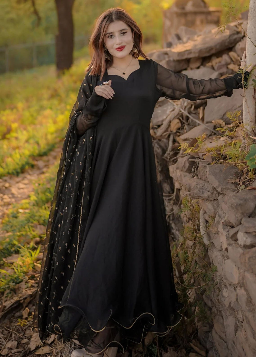 ZEB Pret Embroidered Chiffon 2 Piece Suit Noor E Siyah