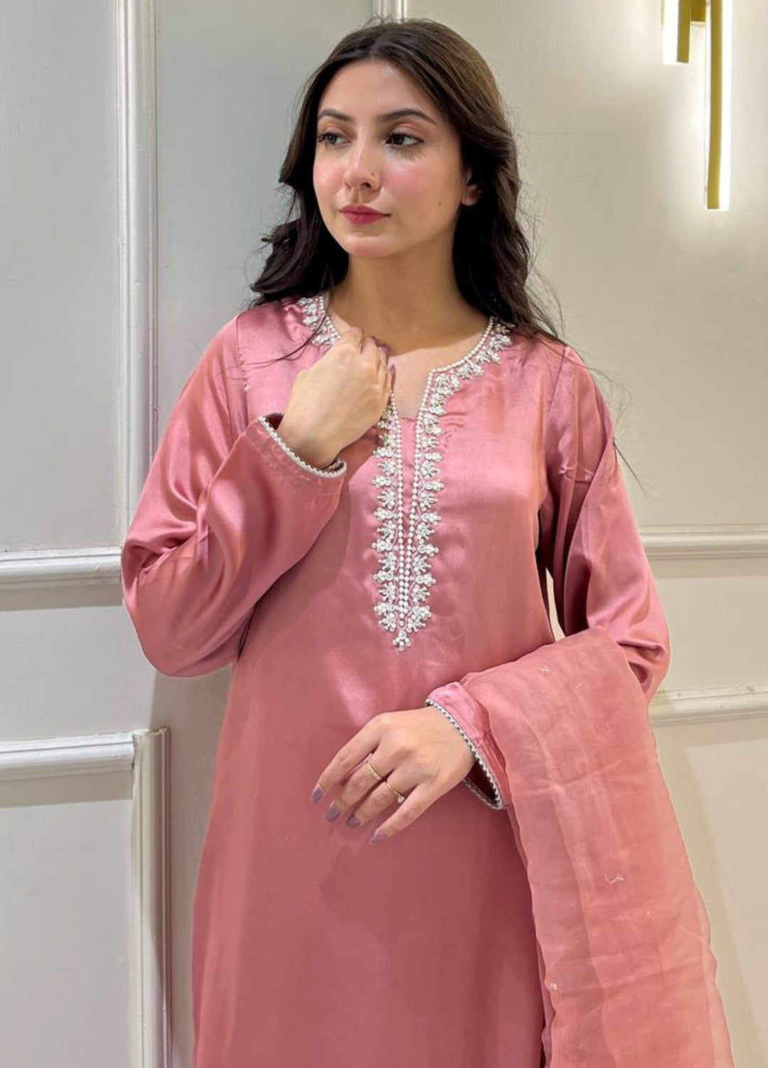 Zeb Pret Embroidered dull silk 3 Piece Suit Tehzeeb
