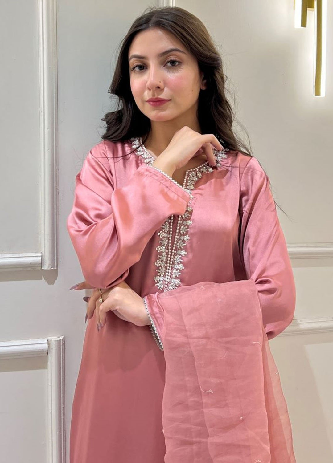 Zeb Pret Embroidered dull silk 3 Piece Suit Tehzeeb