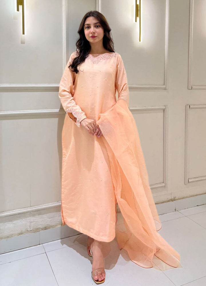 Zeb Pret Embroidered Raw Silk 3 Piece Suit Mah-e-gul