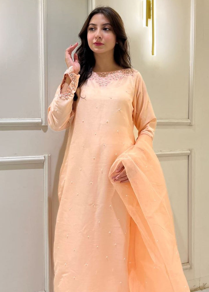 Zeb Pret Embroidered Raw Silk 3 Piece Suit Mah-e-gul