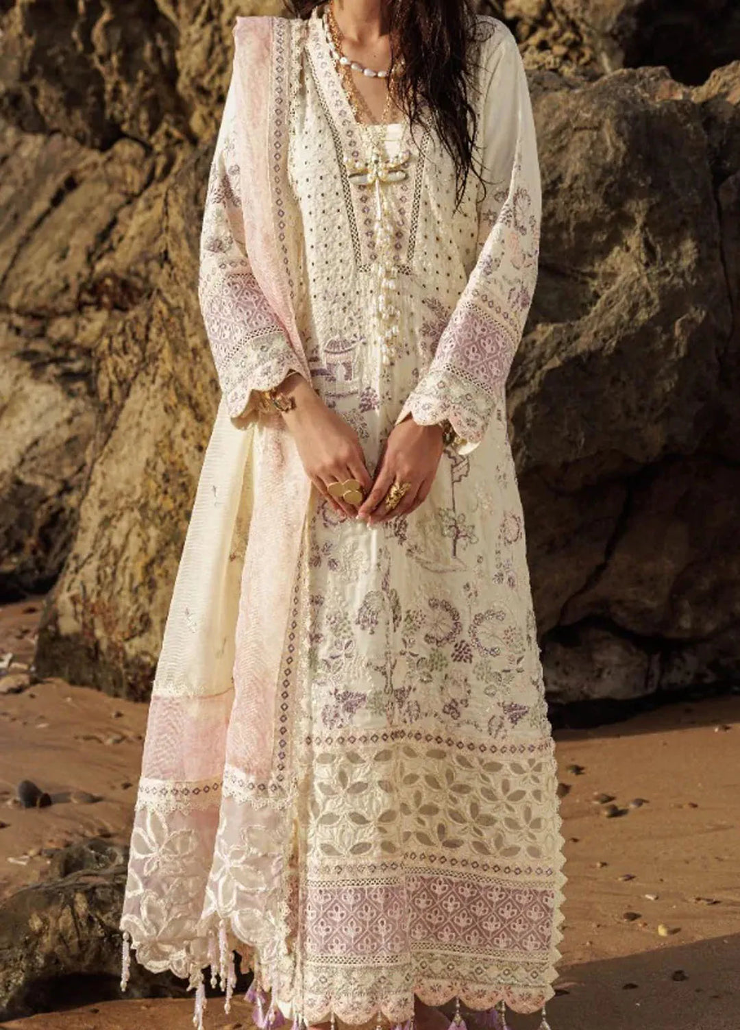Zebtan Embroidered Lawn Suit Unstitched 3 Piece ZBT24L ZL-01 - Summer Collection