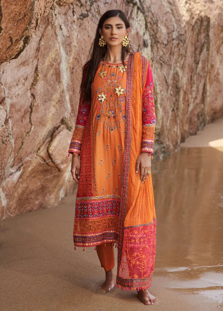 Zebtan Embroidered Lawn Suit Unstitched 3 Piece ZBT24L ZL-05 - Summer Collection
