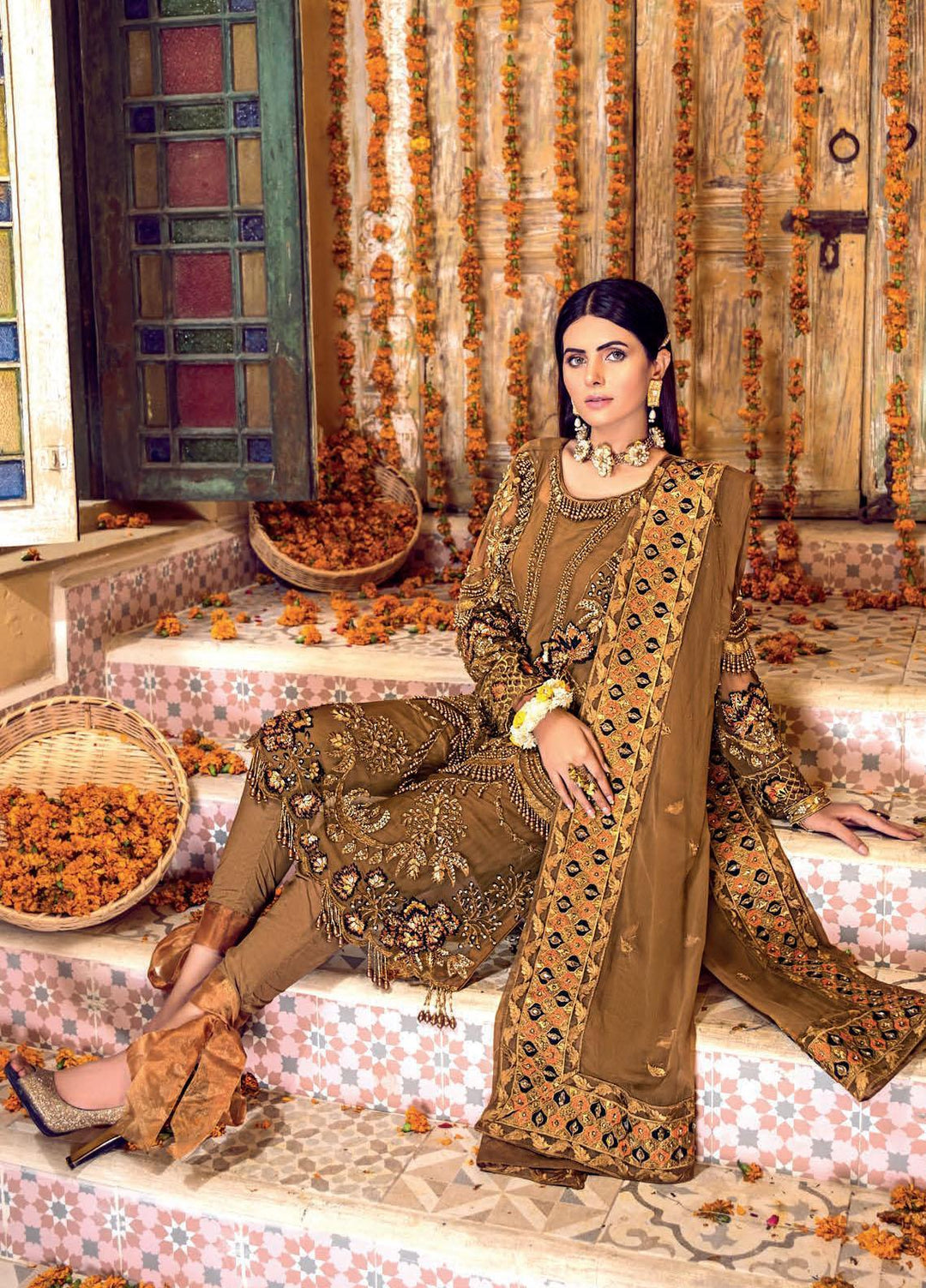 Zebtan Embroidered Chiffon Suits Unstitched 3 Piece ZBT21BZ ZQ-02 - Luxury Bridal Collection