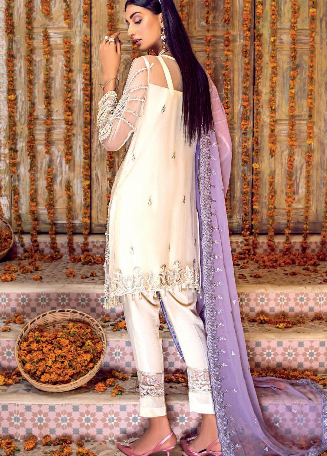 Zebtan Embroidered Chiffon Suits Unstitched 3 Piece ZBT21BZ ZQ-03 - Luxury Bridal Collection