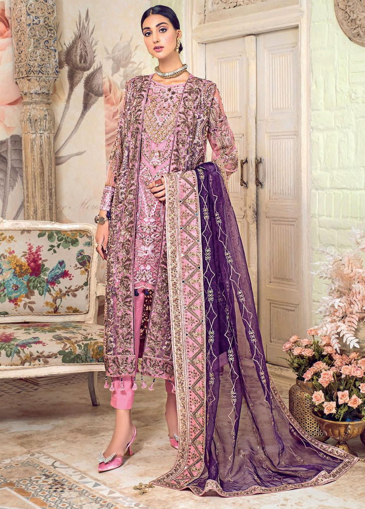 Zebtan Embroidered Net Suits Unstitched 3 Piece ZBT21BZ ZQ-04 - Luxury Bridal Collection