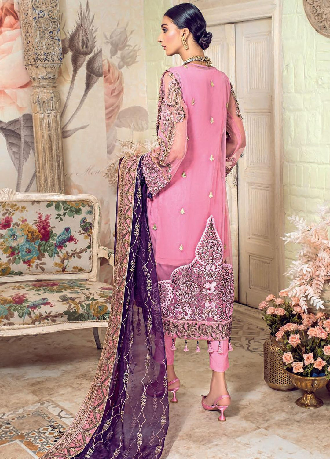 Zebtan Embroidered Net Suits Unstitched 3 Piece ZBT21BZ ZQ-04 - Luxury Bridal Collection