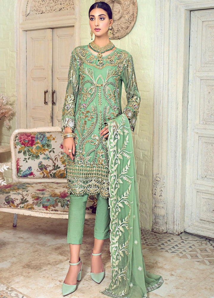 Zebtan Embroidered Chiffon Suits Unstitched 3 Piece ZBT21BZ ZQ-05 - Luxury Bridal Collection