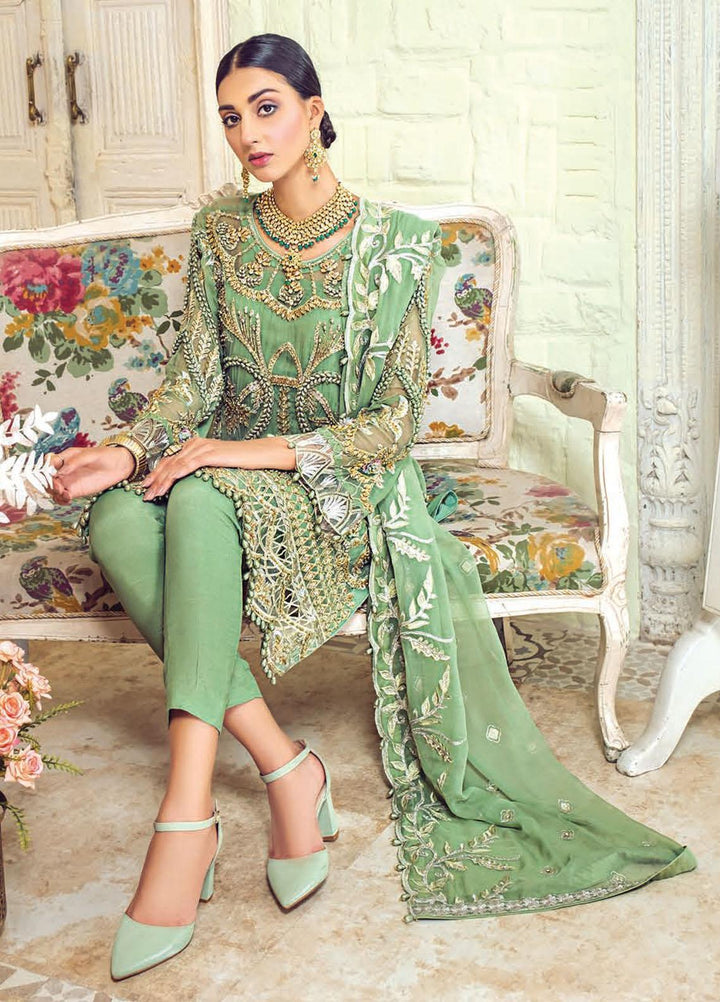 Zebtan Embroidered Chiffon Suits Unstitched 3 Piece ZBT21BZ ZQ-05 - Luxury Bridal Collection