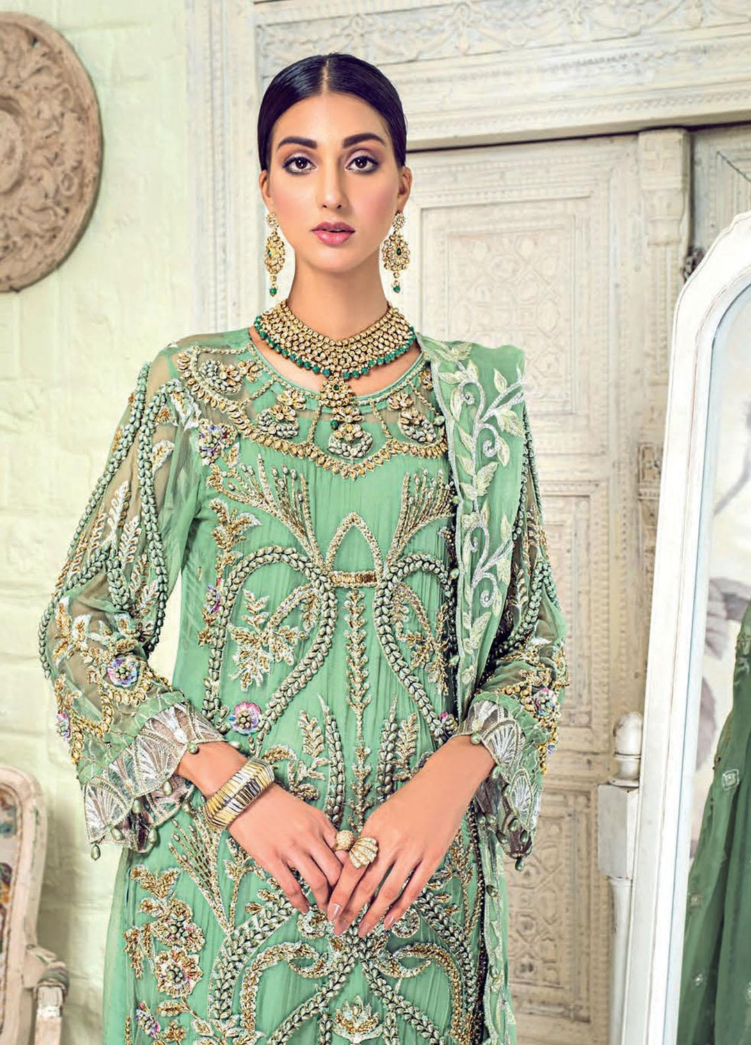 Zebtan Embroidered Chiffon Suits Unstitched 3 Piece ZBT21BZ ZQ-05 - Luxury Bridal Collection
