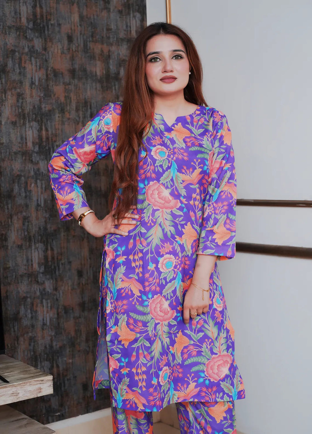 Zeek Store Pret Printed Crepe 2 Piece Suit D036