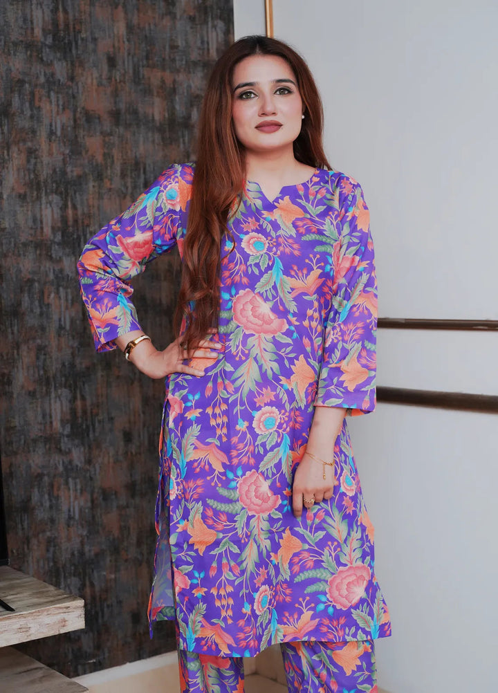 Zeek Store Pret Printed Crepe 2 Piece Suit D036