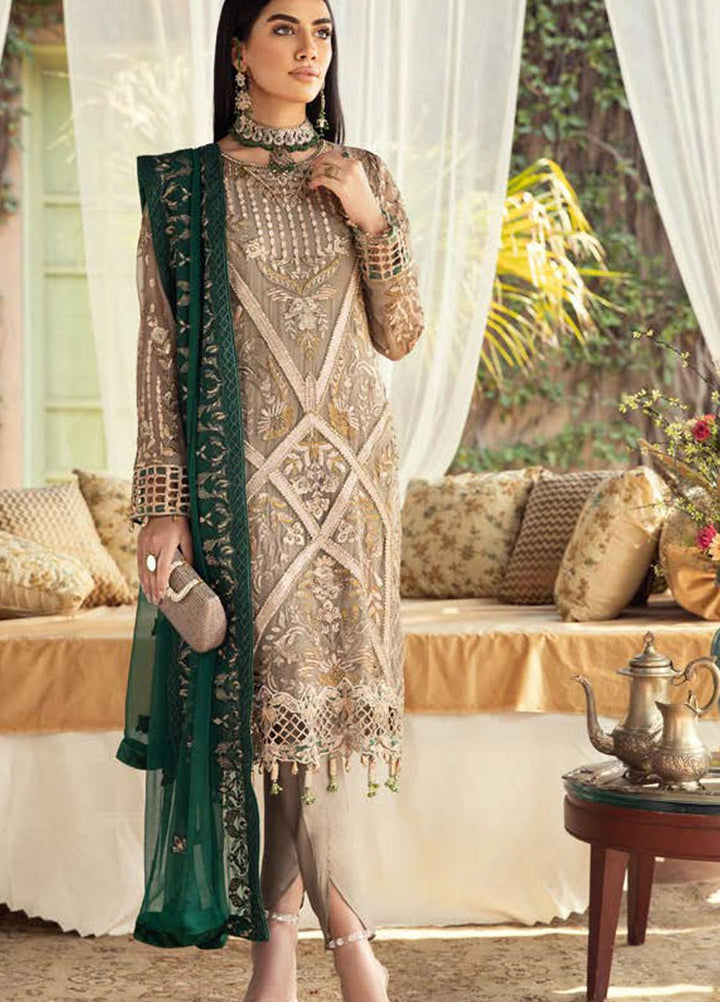 Zeenat by Zebtan Embroidered Chiffon Suits Unstitched 3 Piece ZBT21-C8 ZN-01 - Luxury Collection