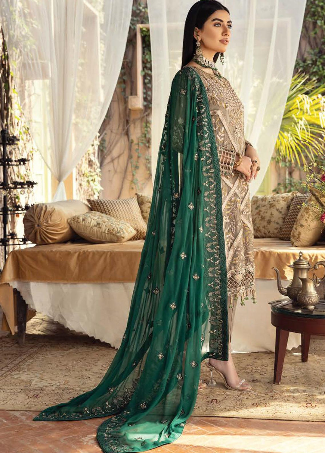 Zeenat by Zebtan Embroidered Chiffon Suits Unstitched 3 Piece ZBT21-C8 ZN-01 - Luxury Collection