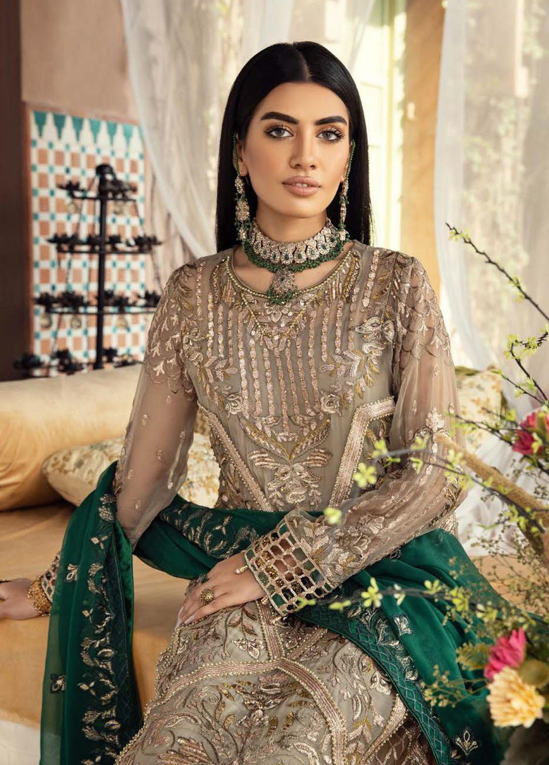 Zeenat by Zebtan Embroidered Chiffon Suits Unstitched 3 Piece ZBT21-C8 ZN-01 - Luxury Collection