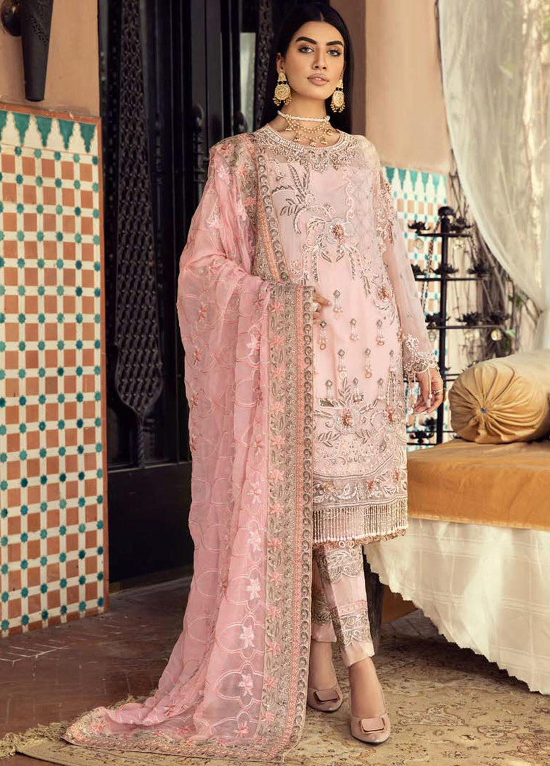 Zeenat by Zebtan Embroidered Chiffon Suits Unstitched 3 Piece ZBT21-C8 ZN-02 - Luxury Collection