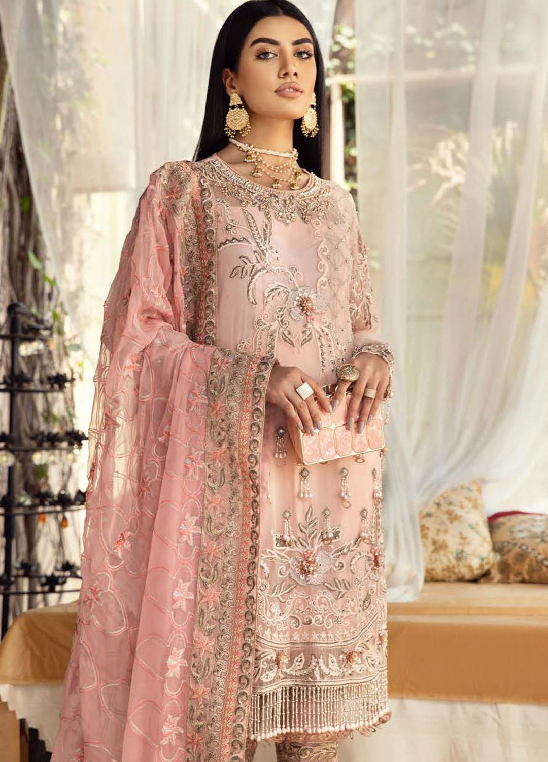 Zeenat by Zebtan Embroidered Chiffon Suits Unstitched 3 Piece ZBT21-C8 ZN-02 - Luxury Collection