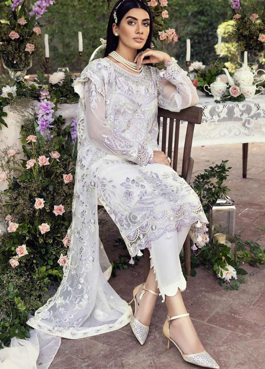 Zeenat by Zebtan Embroidered Chiffon Suits Unstitched 3 Piece ZBT21-C8 ZN-03 - Luxury Collection