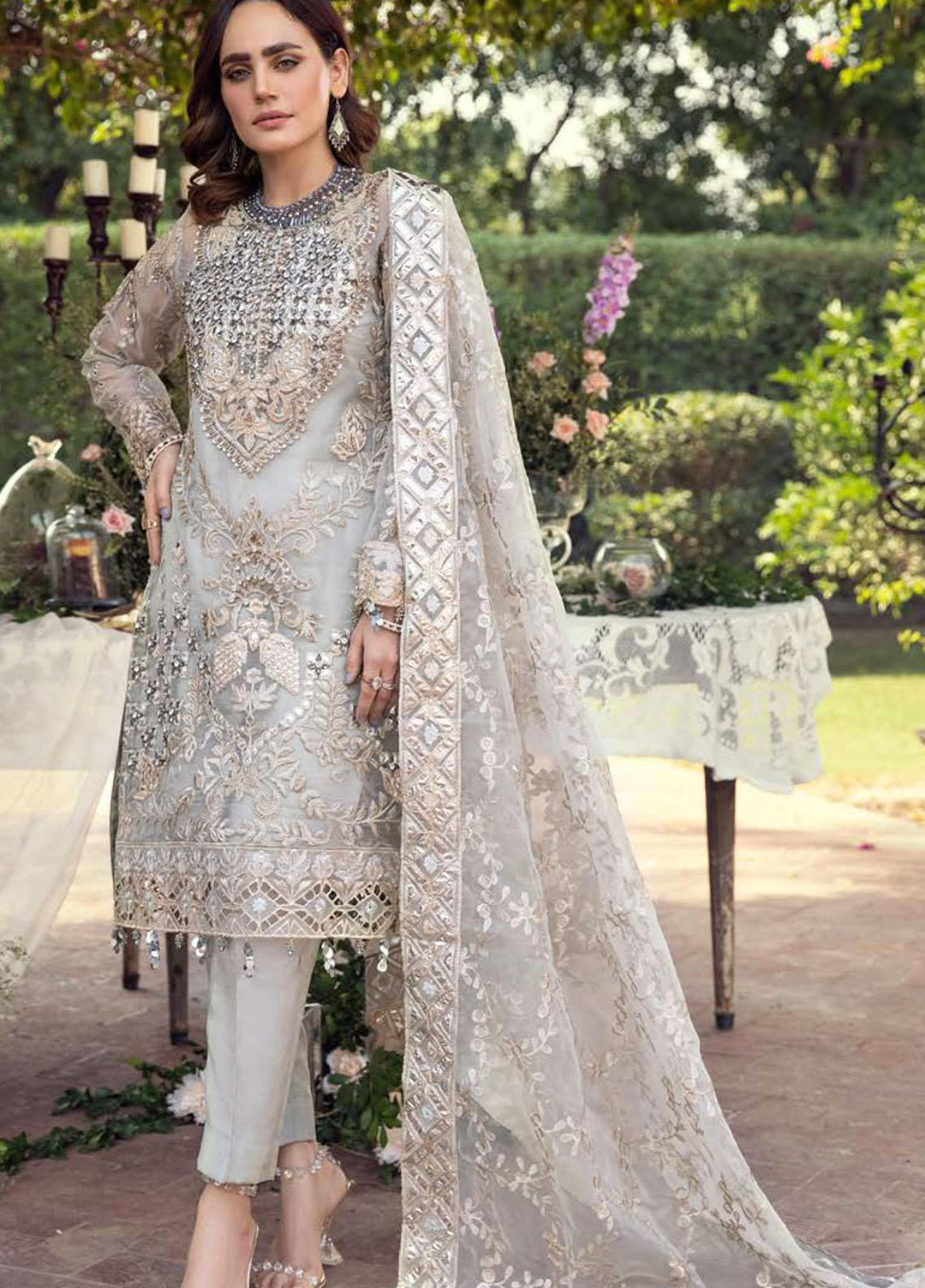 Zeenat by Zebtan Embroidered Organza Suits Unstitched 3 Piece ZBT21-C8 ZN-04 - Luxury Collection