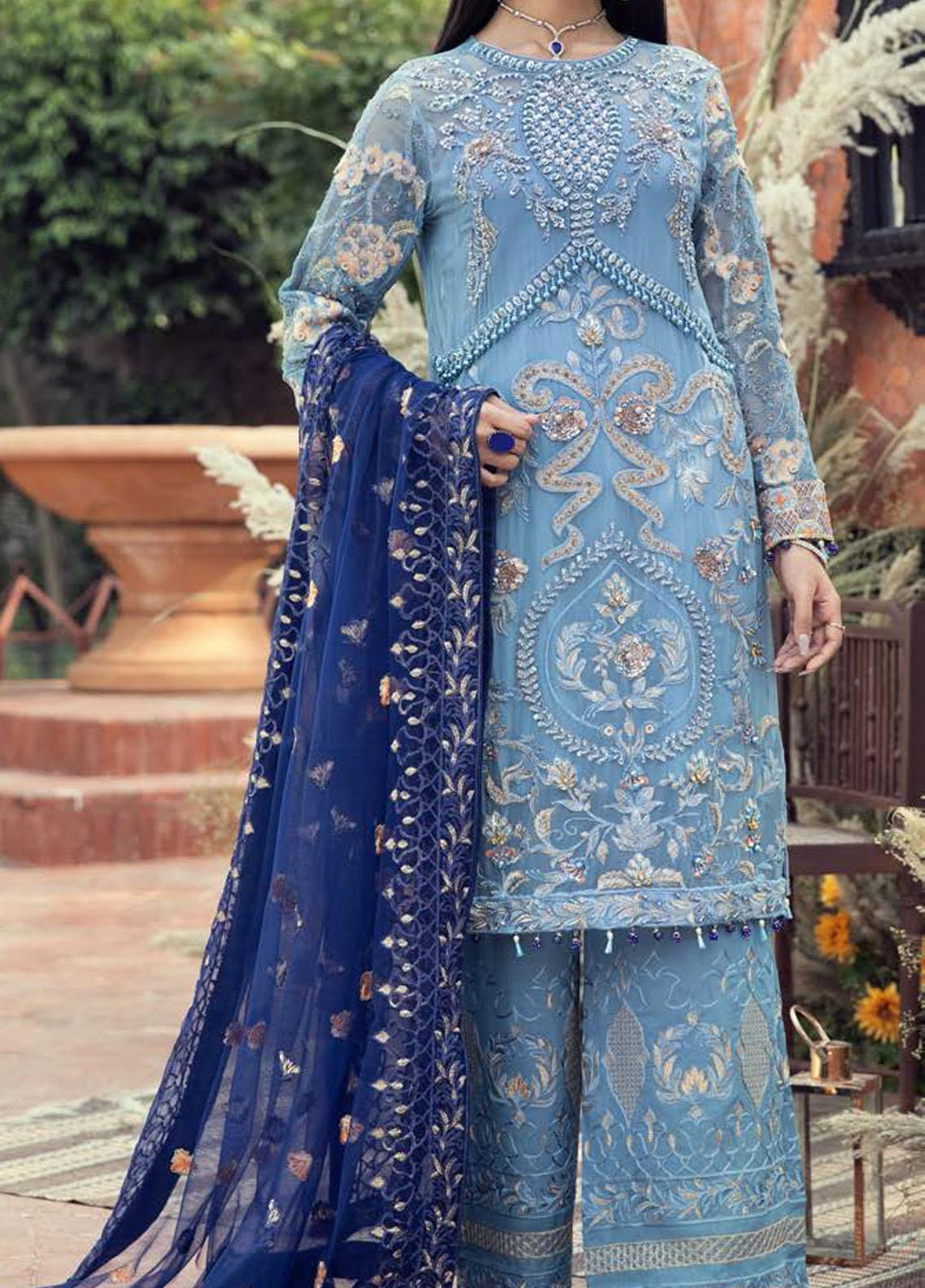 Zeenat by Zebtan Embroidered Chiffon Suits Unstitched 3 Piece ZBT21-C8 ZN-05 - Luxury Collection