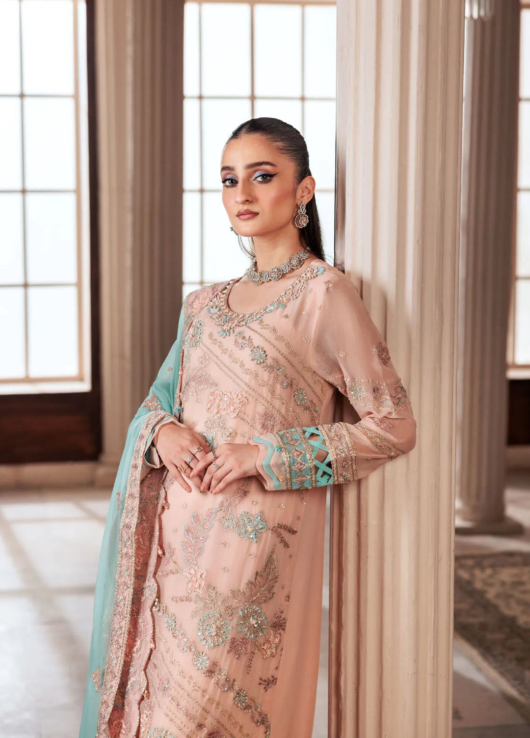 Zeenat by Zebtan Embroidered Chiffon Suits Unstitched 3 Piece ZBT24Z ZN 03 Khushbu - Formals Collection