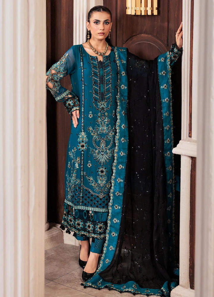 Zeenat by Zebtan Embroidered Chiffon Suits Unstitched 3 Piece ZBT24Z ZN 06 Zarqon - Formals Collection