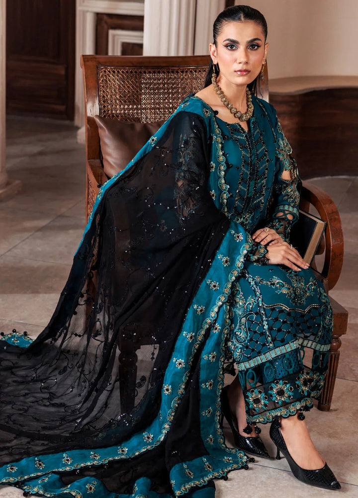 Zeenat by Zebtan Embroidered Chiffon Suits Unstitched 3 Piece ZBT24Z ZN 06 Zarqon - Formals Collection