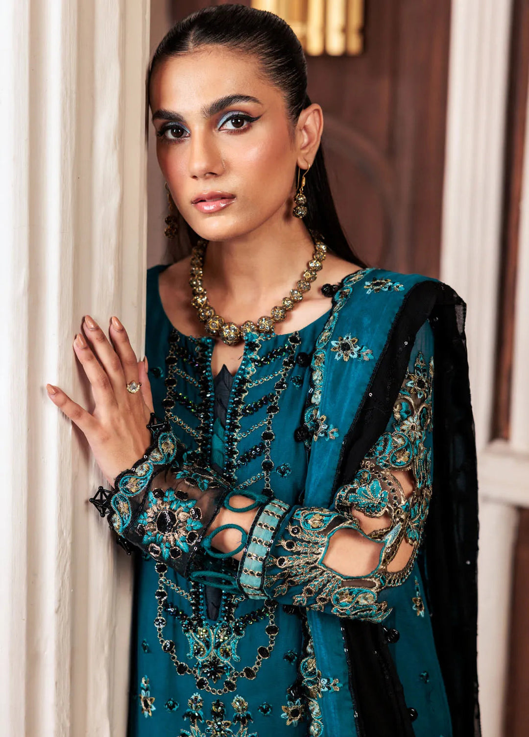 Zeenat by Zebtan Embroidered Chiffon Suits Unstitched 3 Piece ZBT24Z ZN 06 Zarqon - Formals Collection