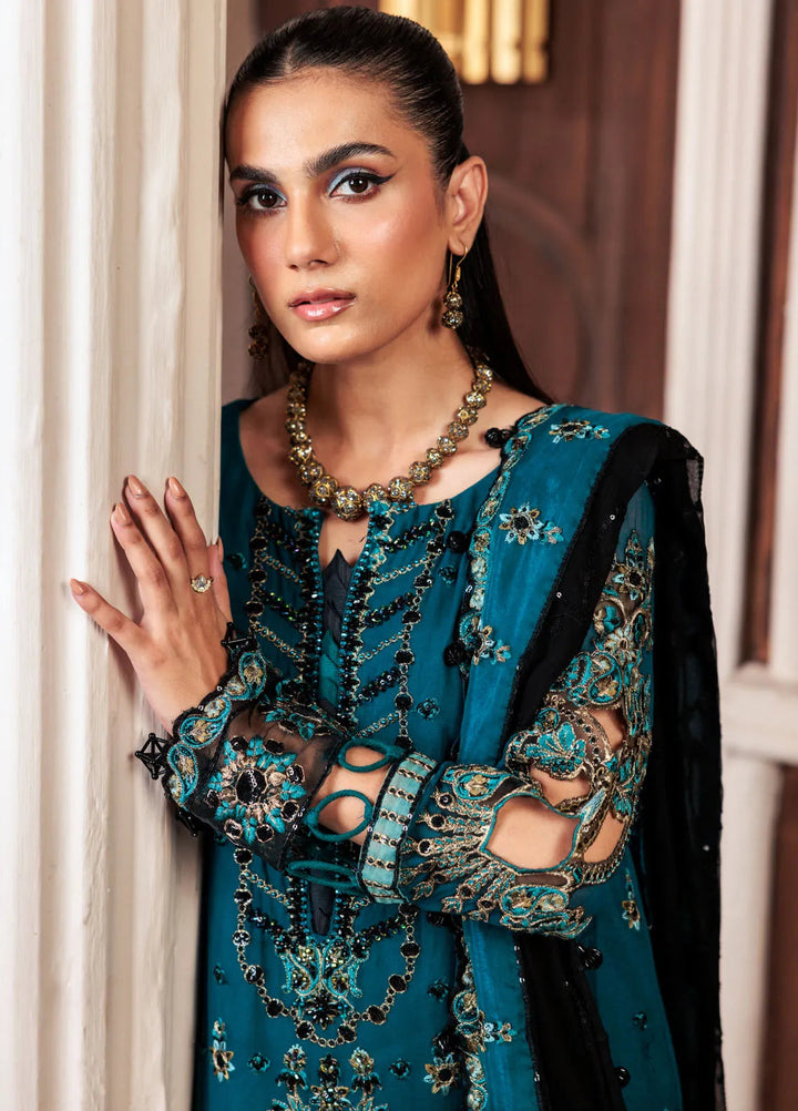 Zeenat by Zebtan Embroidered Chiffon Suits Unstitched 3 Piece ZBT24Z ZN 06 Zarqon - Formals Collection