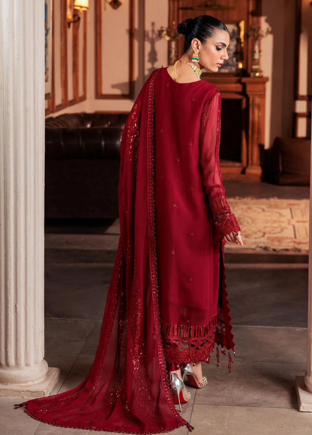Zeenat by Zebtan Embroidered Chiffon Suits Unstitched 3 Piece ZBT24Z ZN 08 Gulab - Formals Collection