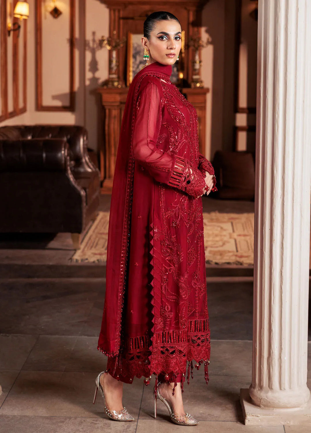 Zeenat by Zebtan Embroidered Chiffon Suits Unstitched 3 Piece ZBT24Z ZN 08 Gulab - Formals Collection