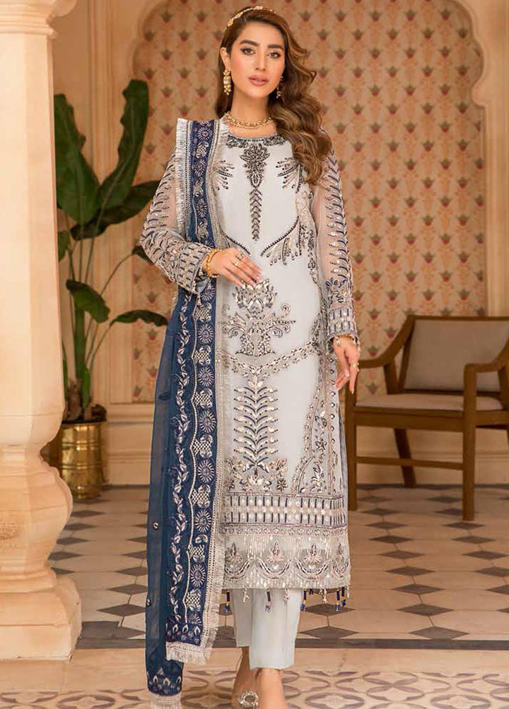 Zeenat by Zebtan Embroidered Organza Suits Unstitched 3 Piece ZBT22-Z11 ZN-03 - Luxury Collection