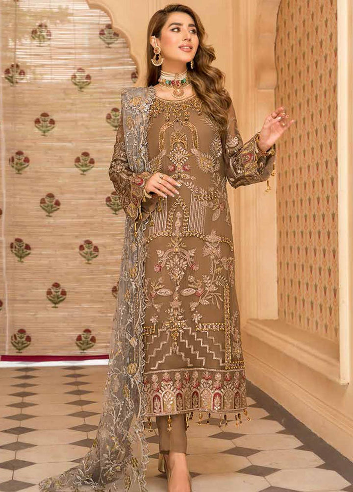 Zeenat by Zebtan Embroidered Chiffon Suits Unstitched 3 Piece ZBT22-Z11 ZN-04 - Luxury Collection