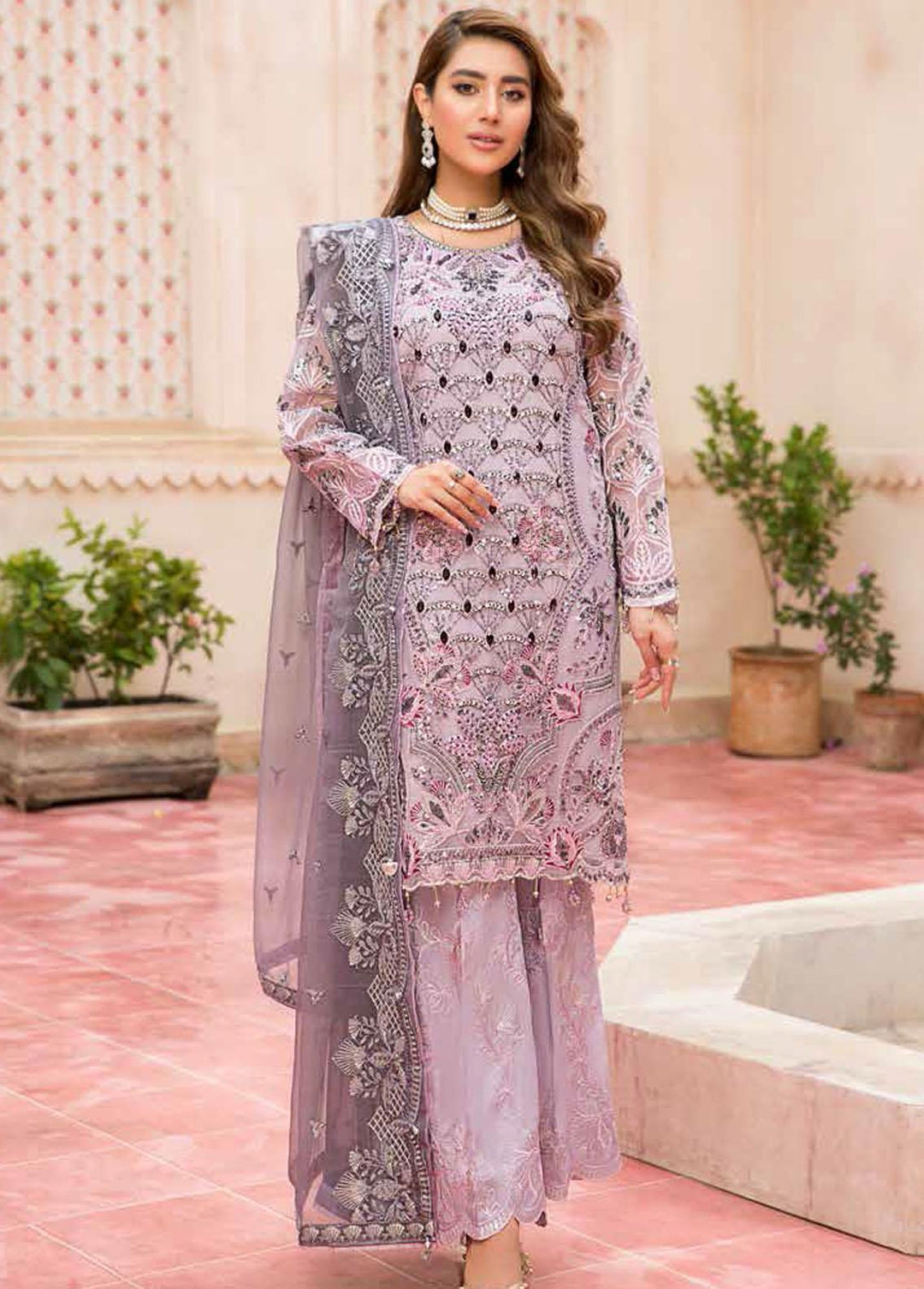 Zeenat by Zebtan Embroidered Organza Suits Unstitched 3 Piece ZBT22-Z11 ZN-05 - Luxury Collection
