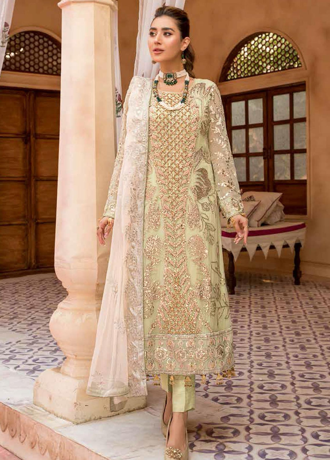 Zeenat by Zebtan Embroidered Chiffon Suits Unstitched 3 Piece ZBT22-Z11 ZN-07 - Luxury Collection