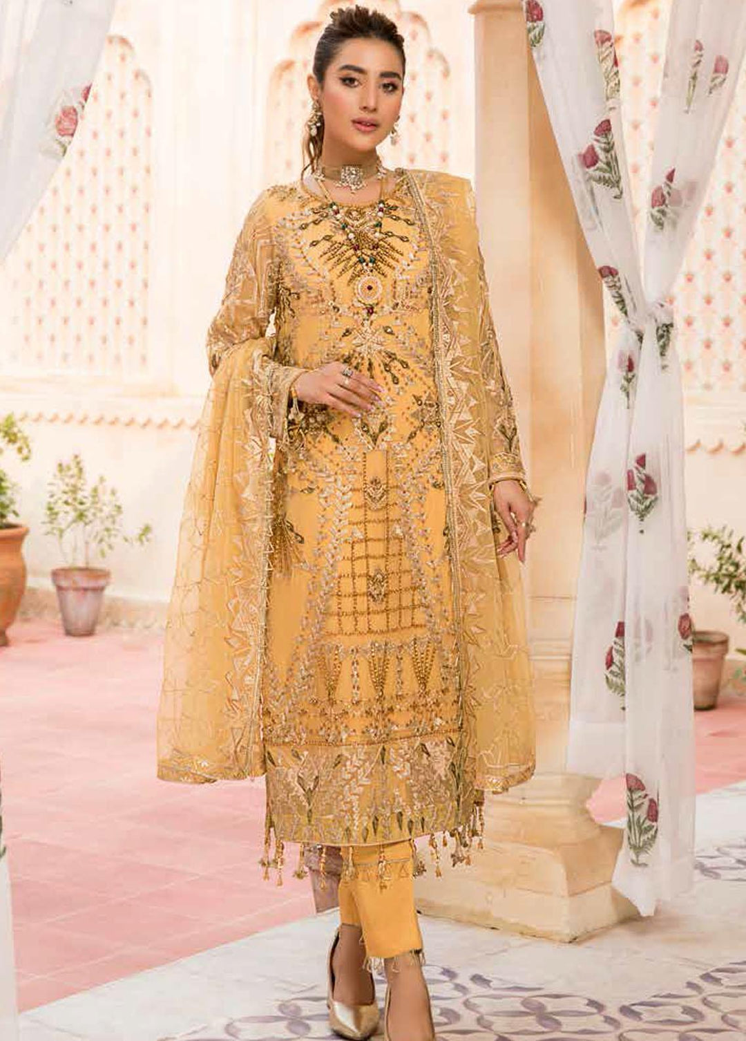 Zeenat by Zebtan Embroidered Chiffon Suits Unstitched 3 Piece ZBT22-Z11 ZN-08 - Luxury Collection
