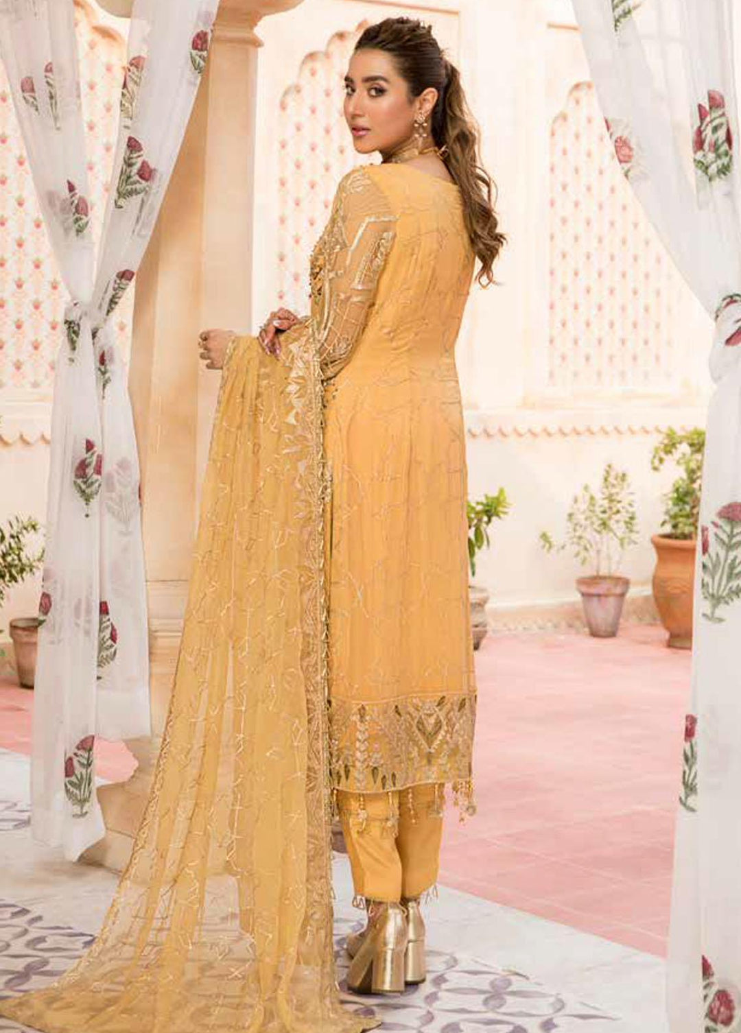 Zeenat by Zebtan Embroidered Chiffon Suits Unstitched 3 Piece ZBT22-Z11 ZN-08 - Luxury Collection