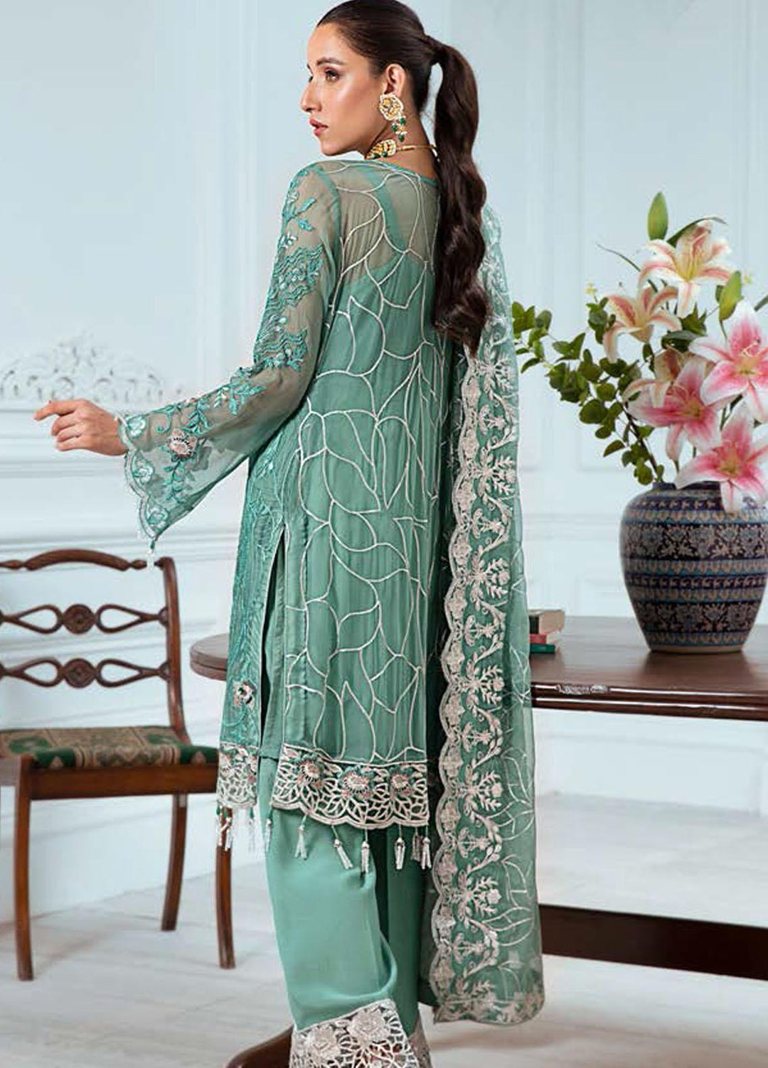 Zeenat by Zebtan Embroidered Chiffon Suits Unstitched 3 Piece ZBT21-6 ZN-01 - Luxury Collection
