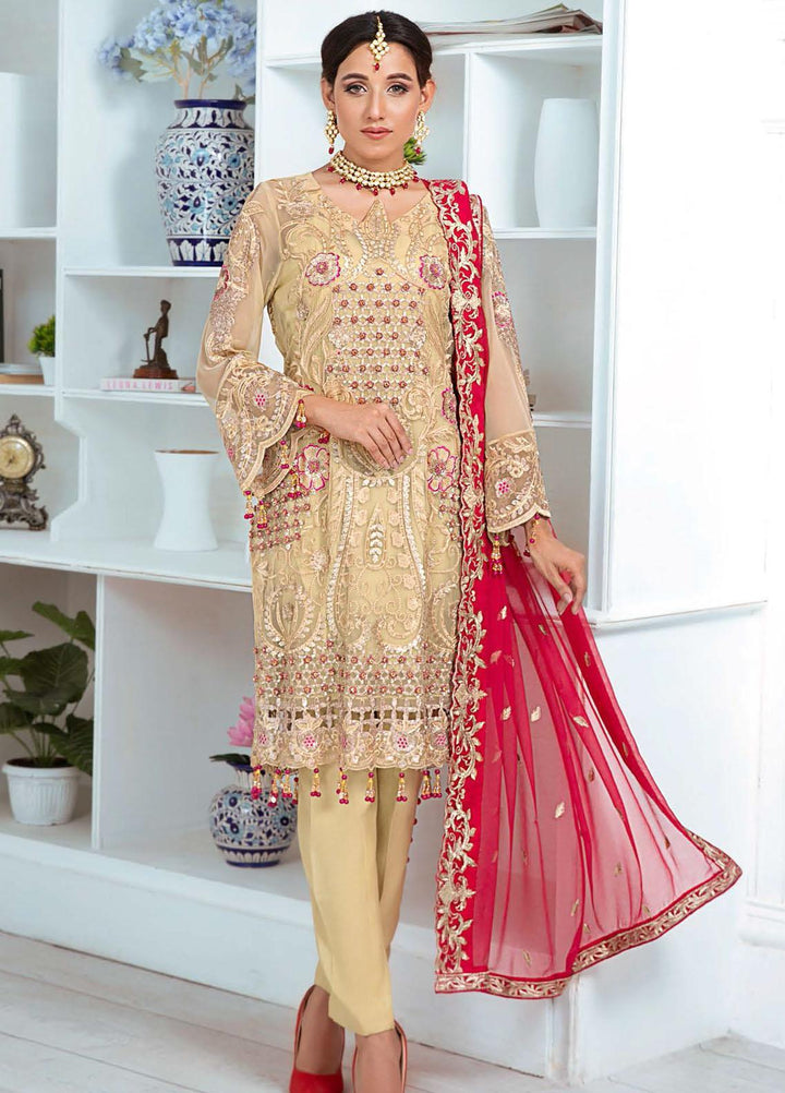 Zeenat by Zebtan Embroidered Chiffon Suits Unstitched 3 Piece ZBT21-6 ZN-02 - Luxury Collection