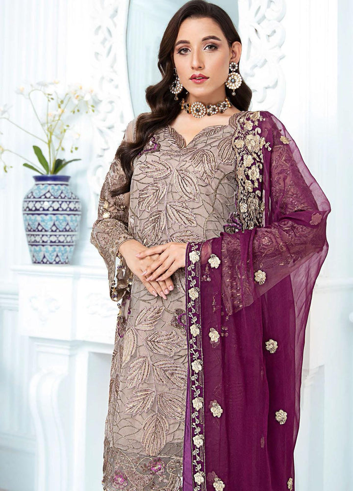 Zeenat by Zebtan Embroidered Organza Suits Unstitched 3 Piece ZBT21-6 ZN-04 - Luxury Collection