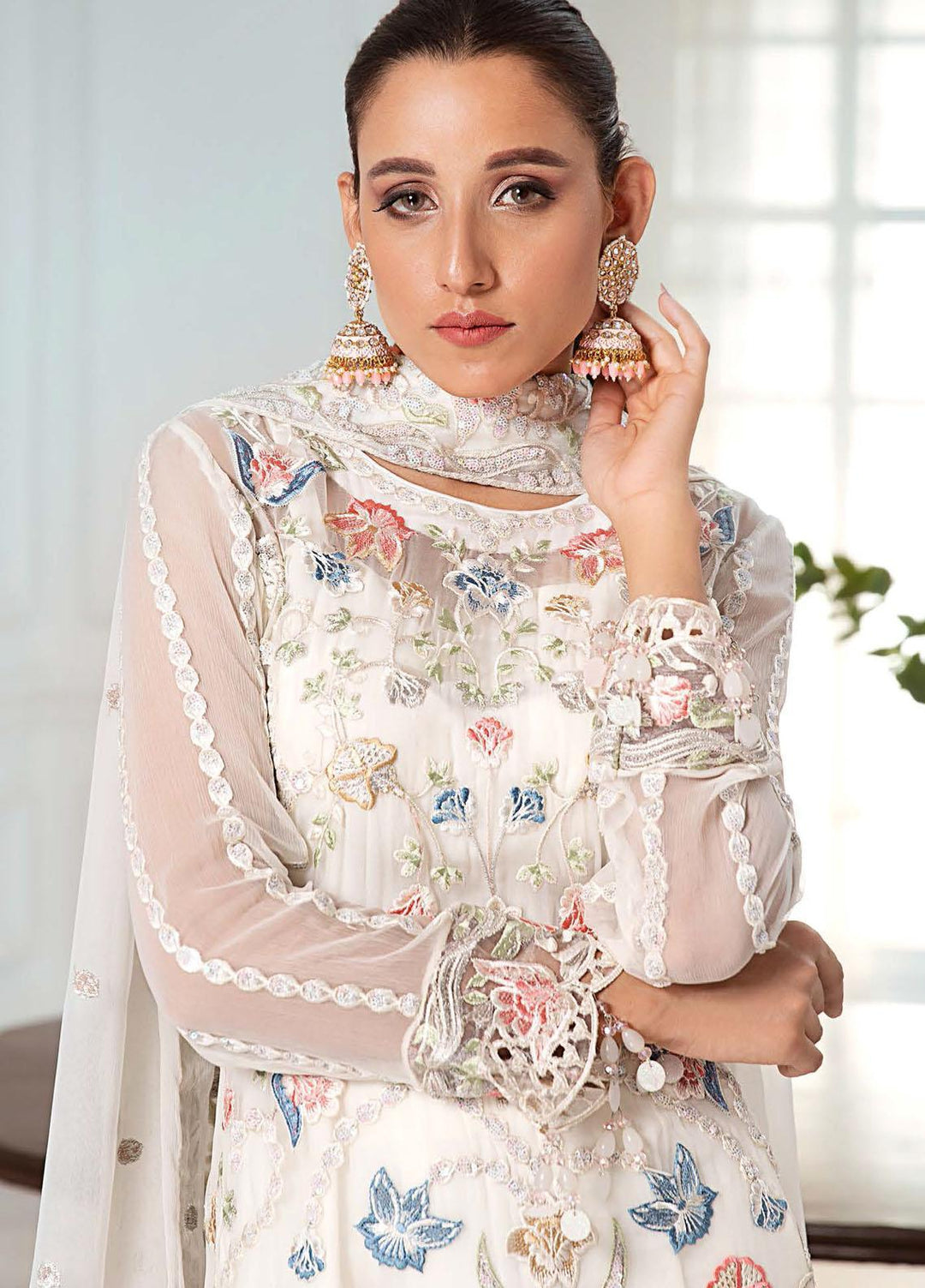 Zeenat by Zebtan Embroidered Chiffon Suits Unstitched 3 Piece ZBT21-6 ZN-05 - Luxury Collection
